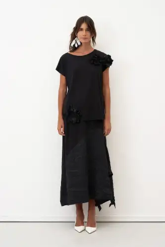 Kokkino Güllü Bluz - Siyah - BIZE (1)