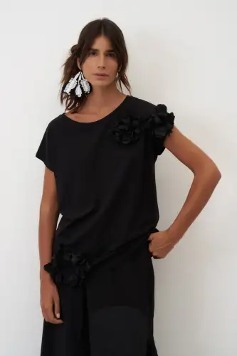 Kokkino Güllü Bluz - Siyah - 4