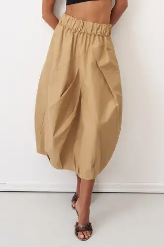 Kraft Lastikli Bel Balon Form Koufi Etek - 4