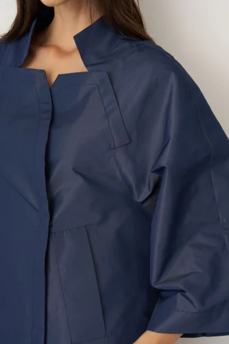 Lacivert Geniş Kollu Arkoi Ceket - 1