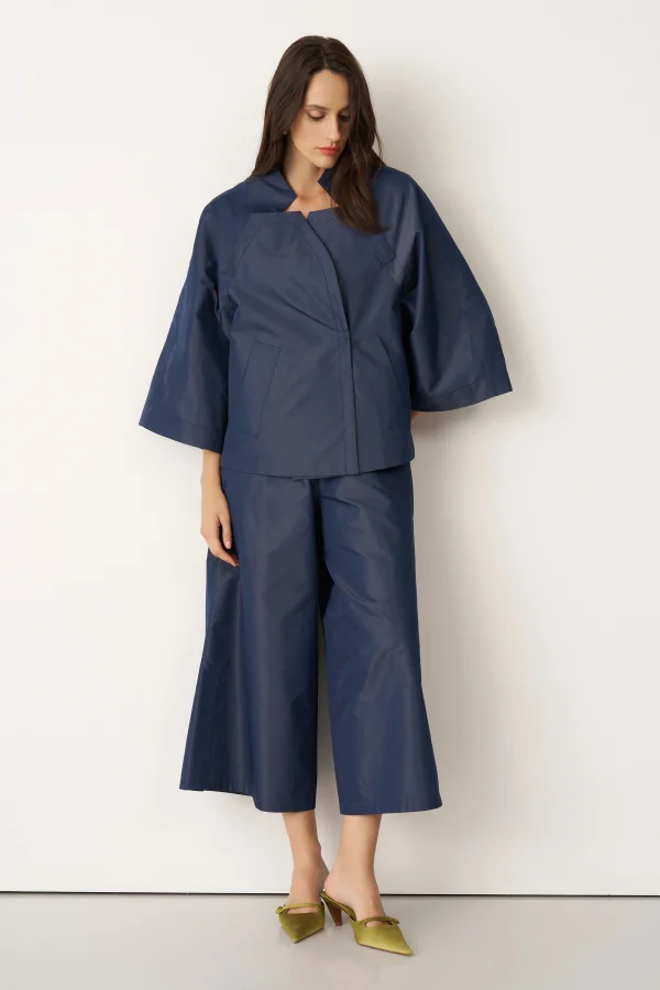 Lacivert Geniş Kollu Arkoi Ceket - 2