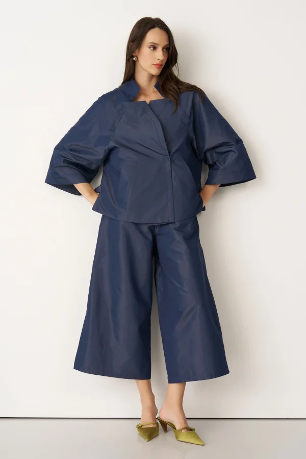 Lacivert Geniş Kollu Arkoi Ceket - 3