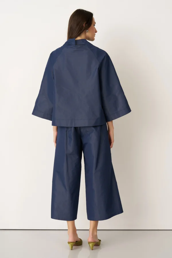 Lacivert Geniş Kollu Arkoi Ceket - 5