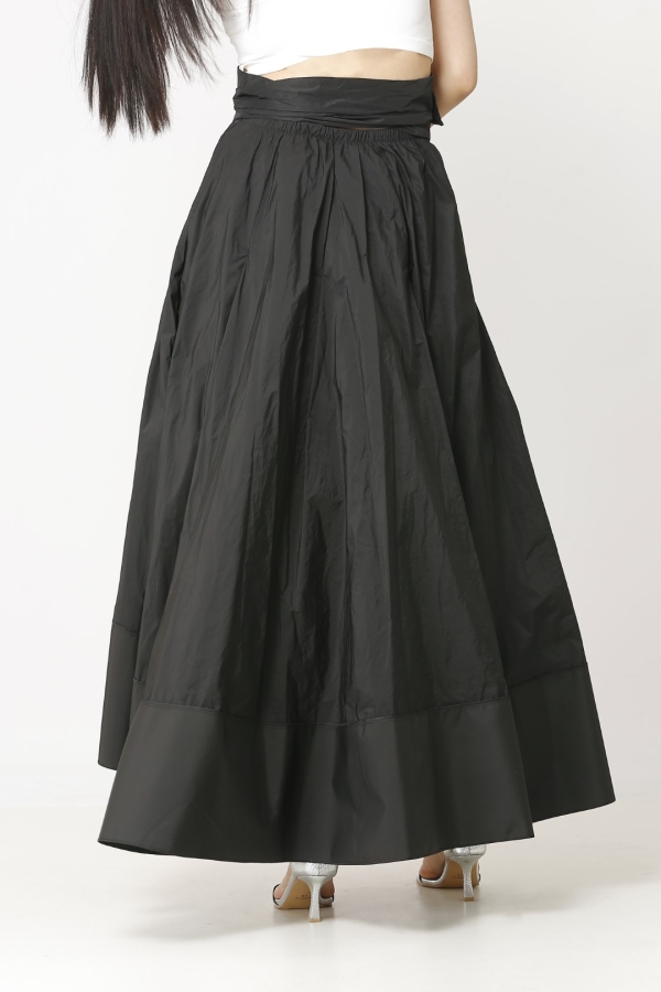 Large Pleated Taffeta Skirt - Black - 4