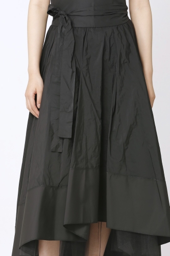 Large Pleated Taffeta Skirt - Black - 5