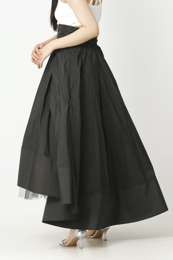 Large Pleated Taffeta Skirt - Black - 3