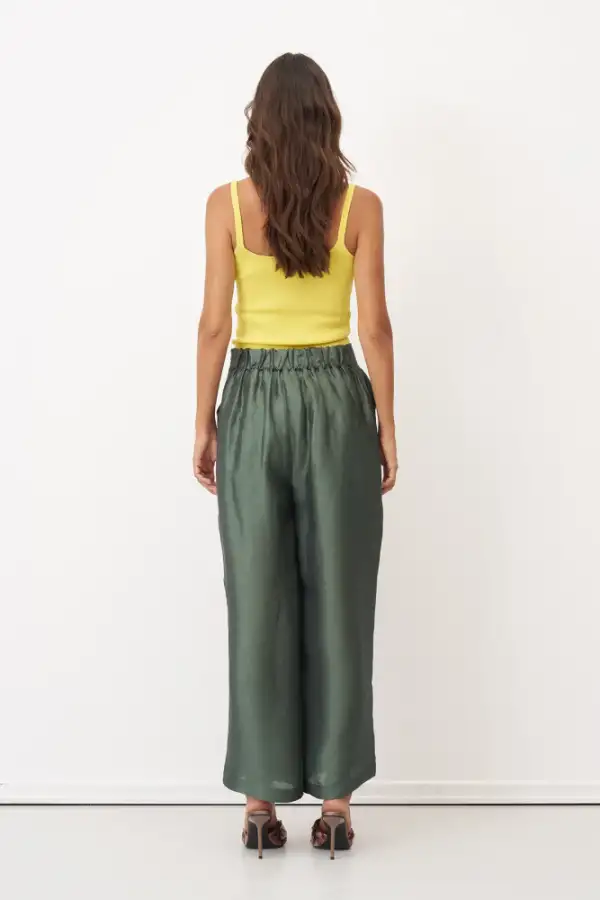 Yeşil Lastikli Bel Rahat Kesim Rhodes Pantolon - 4