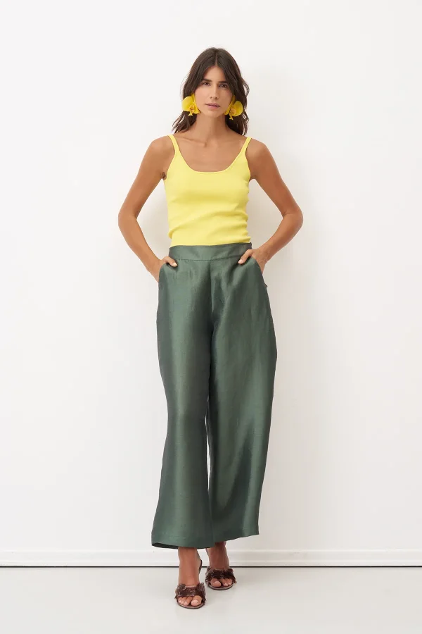 Yeşil Lastikli Bel Rahat Kesim Rhodes Pantolon - BIZE (1)