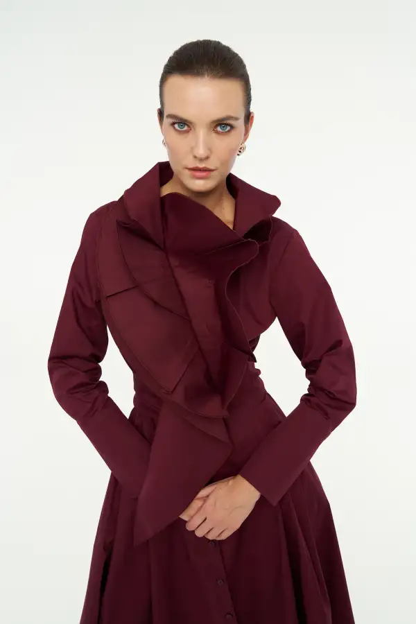 Luna Elbise - Bordo - 3