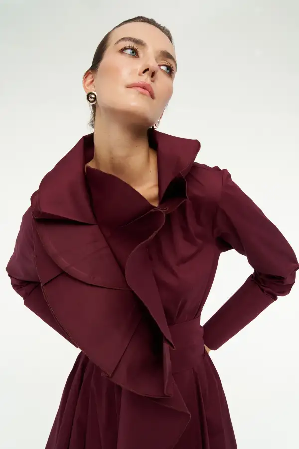 Luna Elbise - Bordo - 4