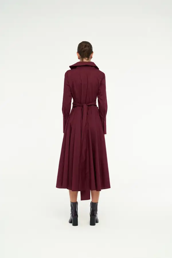 Luna Elbise - Bordo - 6
