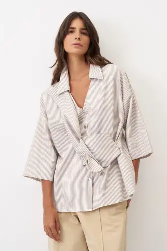 Manolia Gömlek - Bej - BIZE (1)