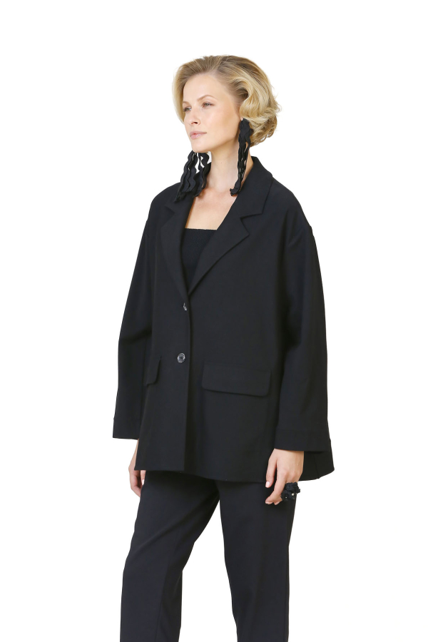 Maskülen Blazer Ceket - Siyah - 4