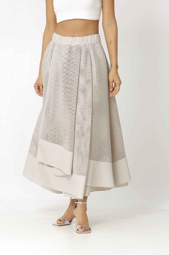 Mesh Multi-Piece Skirt - Beige - 2