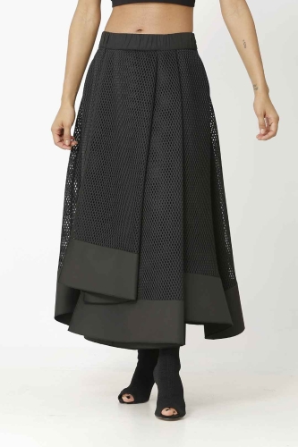 Mesh Multi-Piece Skirt - Black 