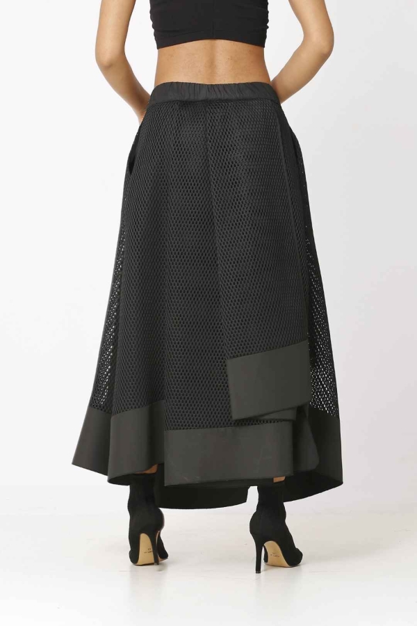 Mesh Multi-Piece Skirt - Black - 3