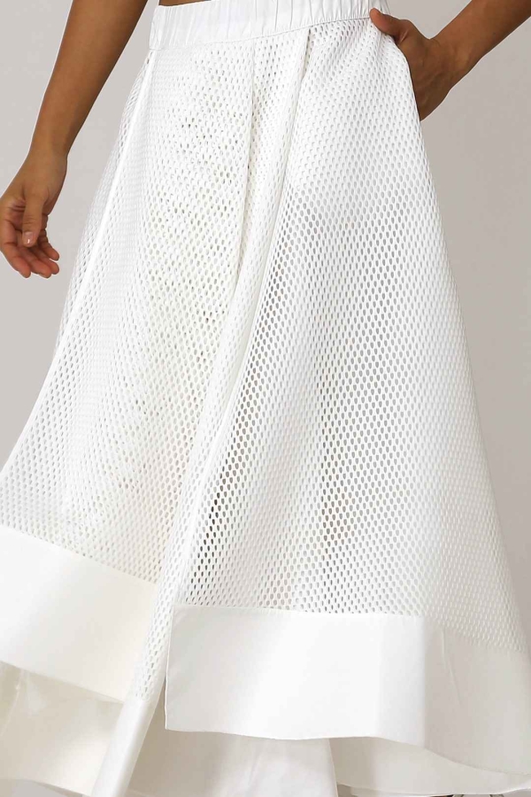 Mesh Multi-Piece Skirt - White - 6