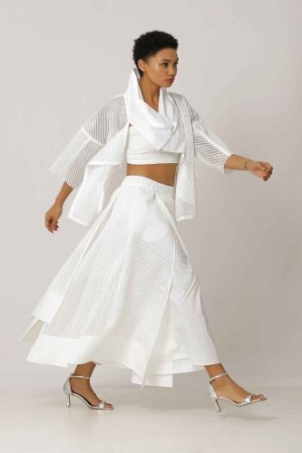 Mesh Multi-Piece Skirt - White - 2