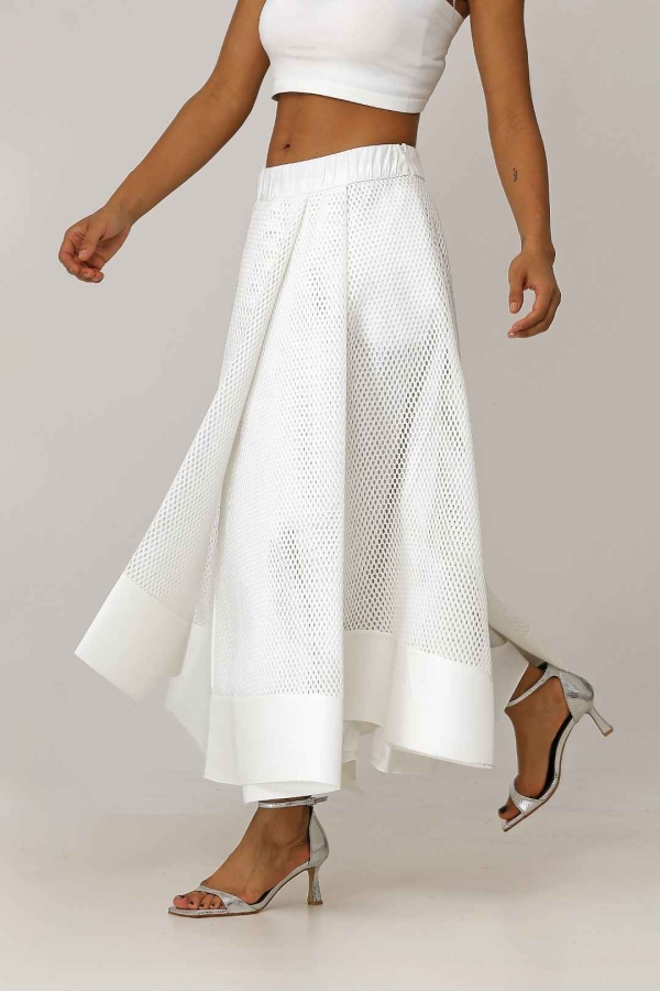 Mesh Multi-Piece Skirt - White - 4