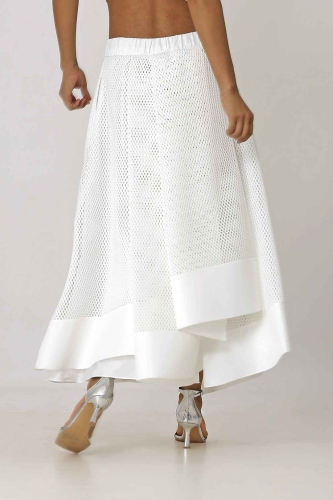 Mesh Multi-Piece Skirt - White - 5