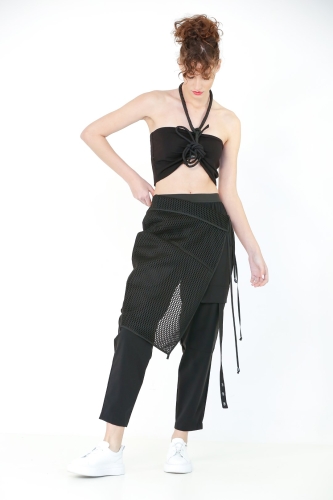Mesh-Skirted Relaxed Pants - 1