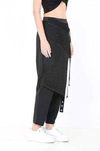Mesh-Skirted Relaxed Pants - 3