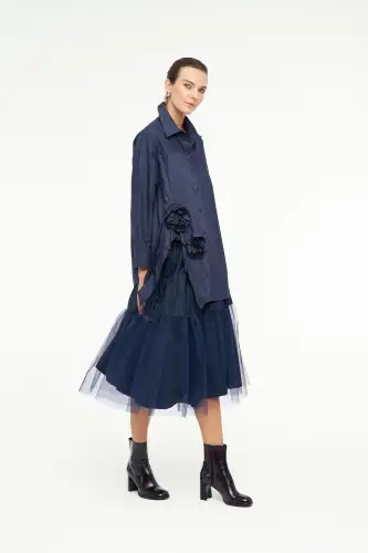 Mimoza Gömlek - Lacivert - 4