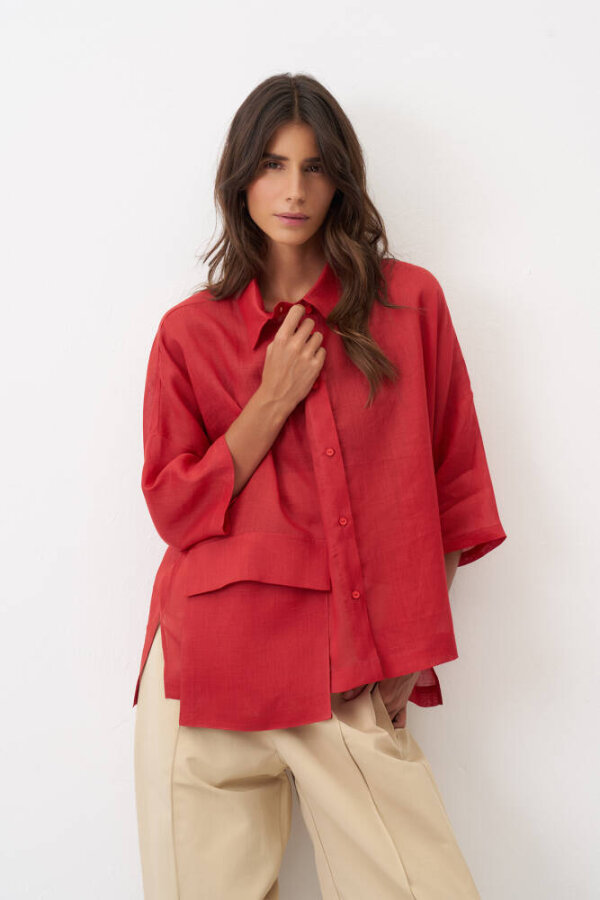 Monopetra Cepli Gömlek - Kırmızı - 4