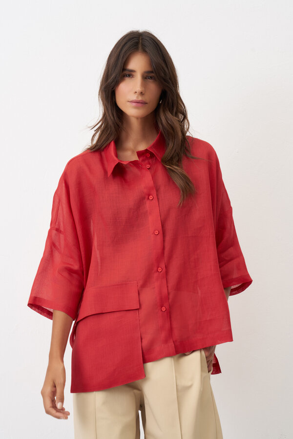 Monopetra Cepli Gömlek - Kırmızı - 1