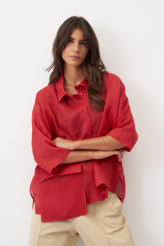 Monopetra Cepli Gömlek - Kırmızı - 4