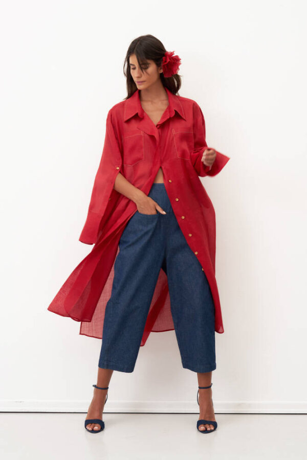 Monopetra Uzun Gömlek - Kırmızı - 3