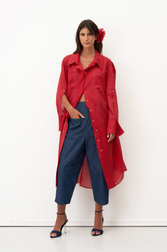 Monopetra Uzun Gömlek - Kırmızı - BIZE