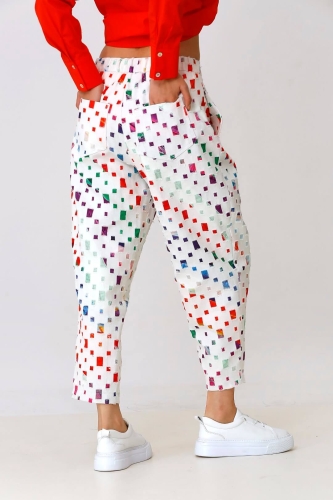 Multicolored Pants - White - 5
