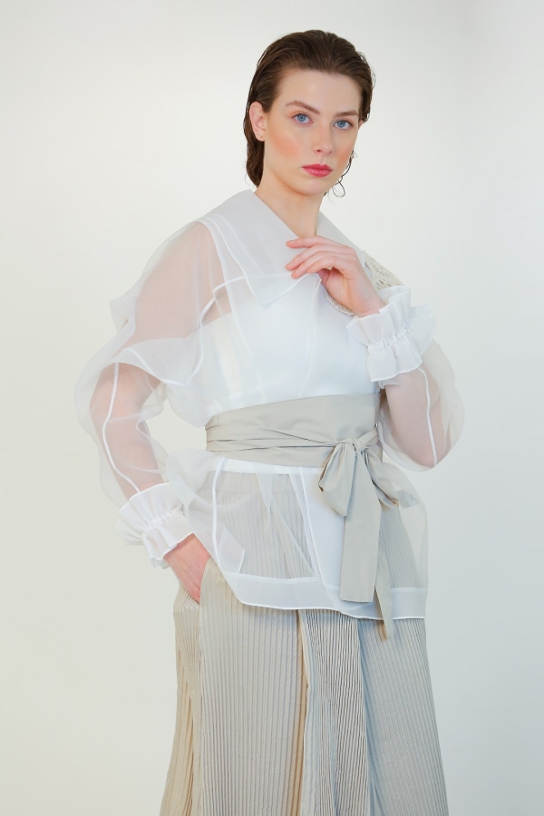 Organza Jacket - White - 3