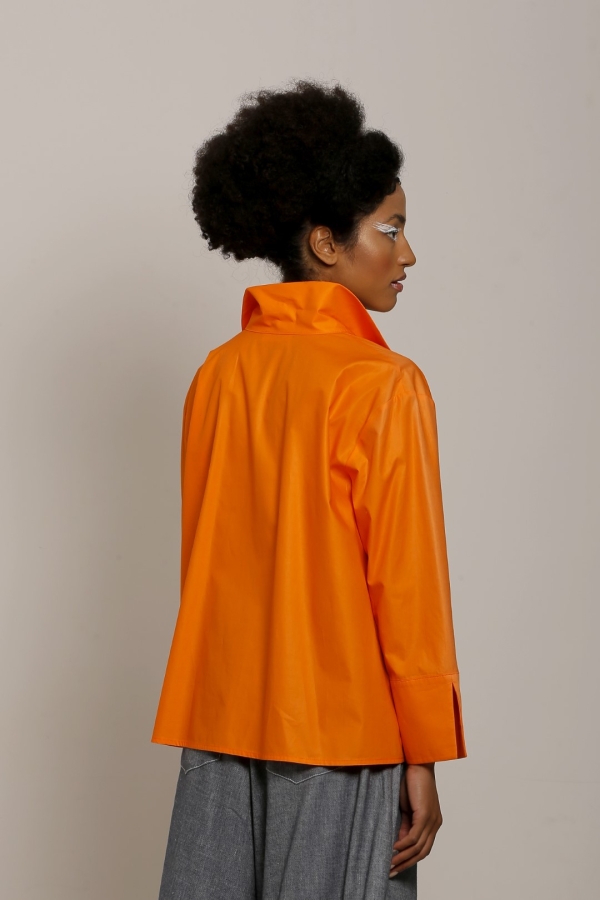 Oval Button Shirt - Orange - 4