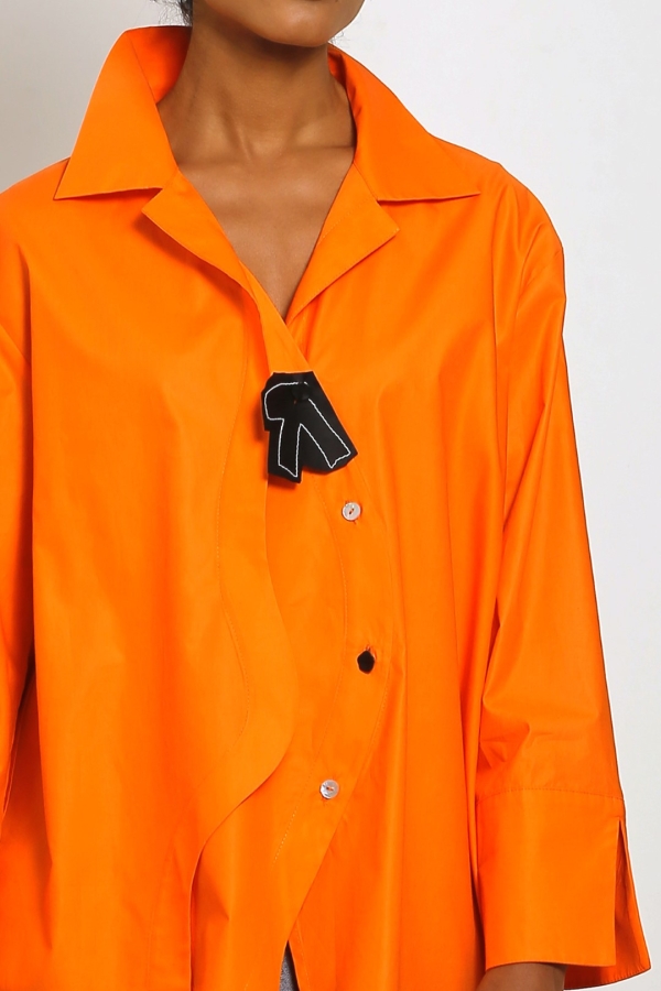 Oval Button Shirt - Orange - 6