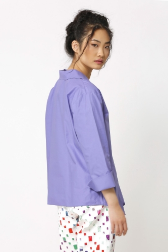 Oval Button Shirt - Purple - 5