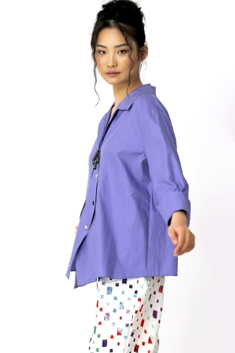 Oval Button Shirt - Purple - 3