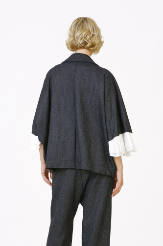 Oversize Jacket with White Fabric Sleeves - 5