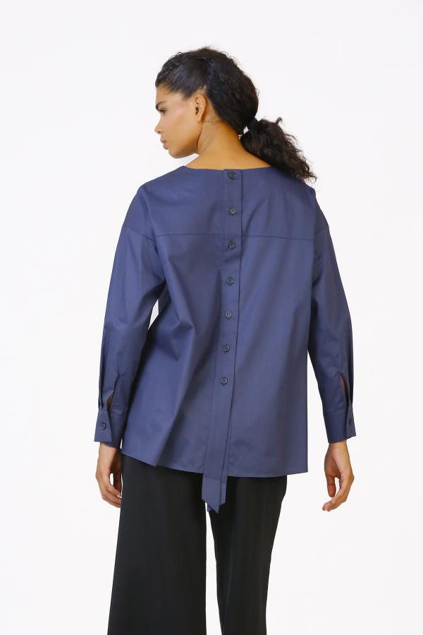 Patched Shirt - Navy Blue - 6