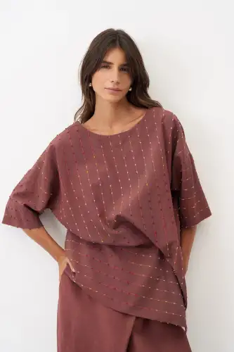 Patmos Bluz - Kahverengi - 1