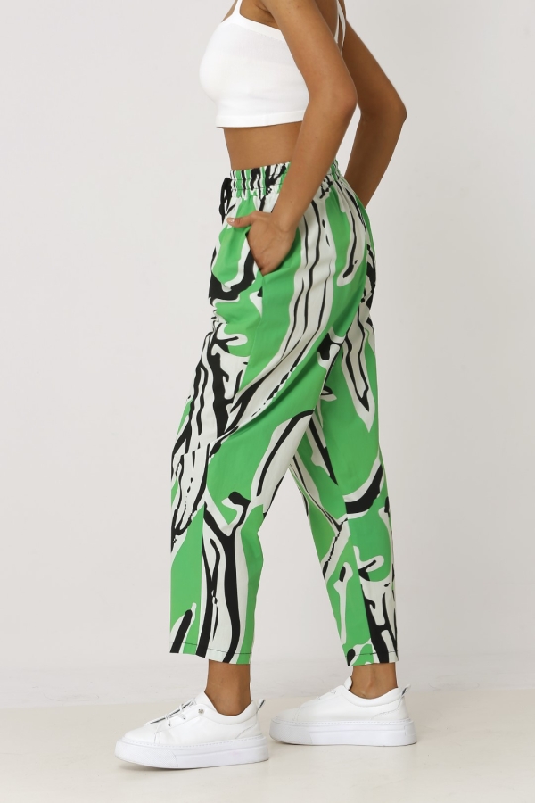 Patterned Pants - Green - 4