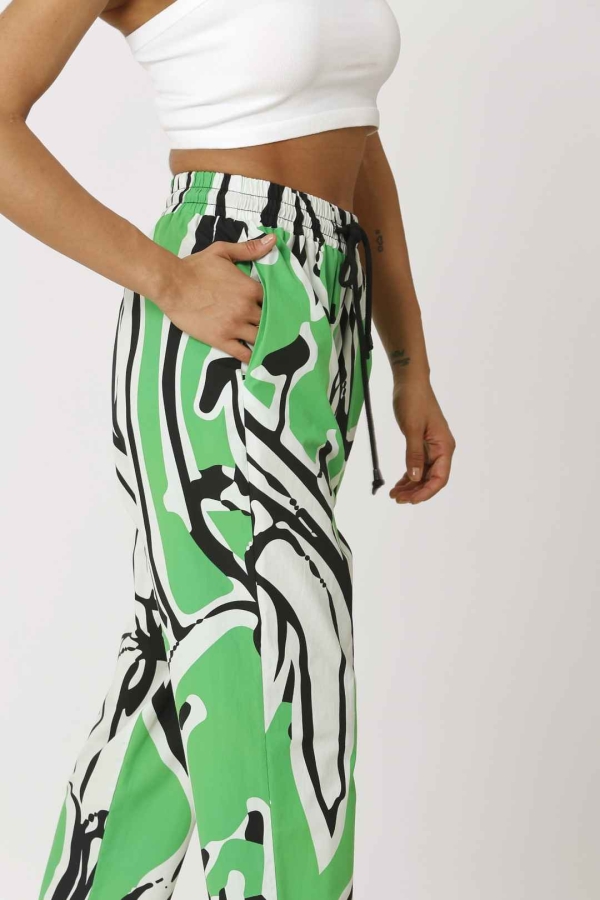 Patterned Pants - Green - 6