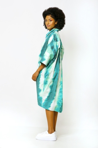 Patterned Shirt Dress - Green - 3