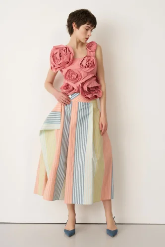 Pembe Güllü Kolsuz Kısa Bluz Pori - BIZE (1)