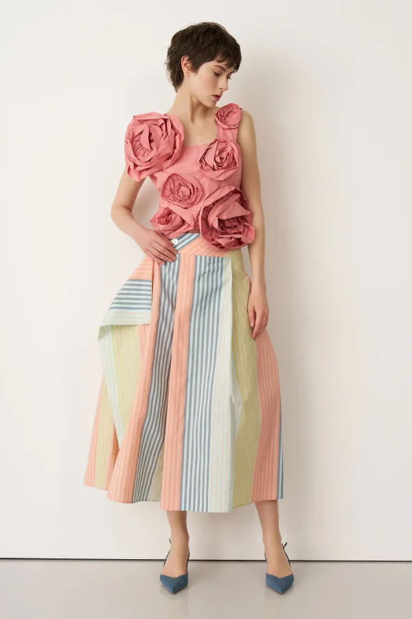 Pembe Güllü Kolsuz Kısa Bluz Pori - 2