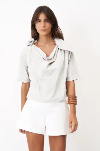 Petalas Kısa Bluz - Beyaz - 1