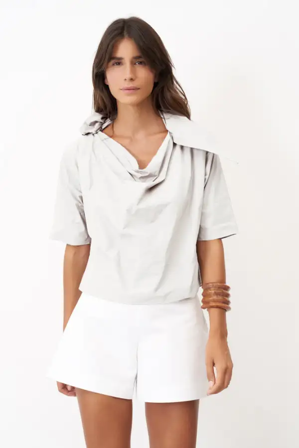 Petalas Kısa Bluz - Beyaz - 1