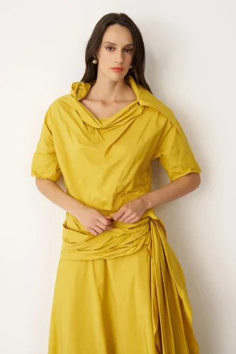 Petalas Kısa Bluz - Sarı - 1