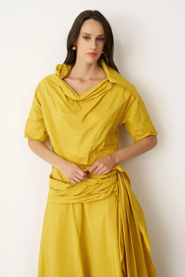 Petalas Kısa Bluz - Sarı - 1